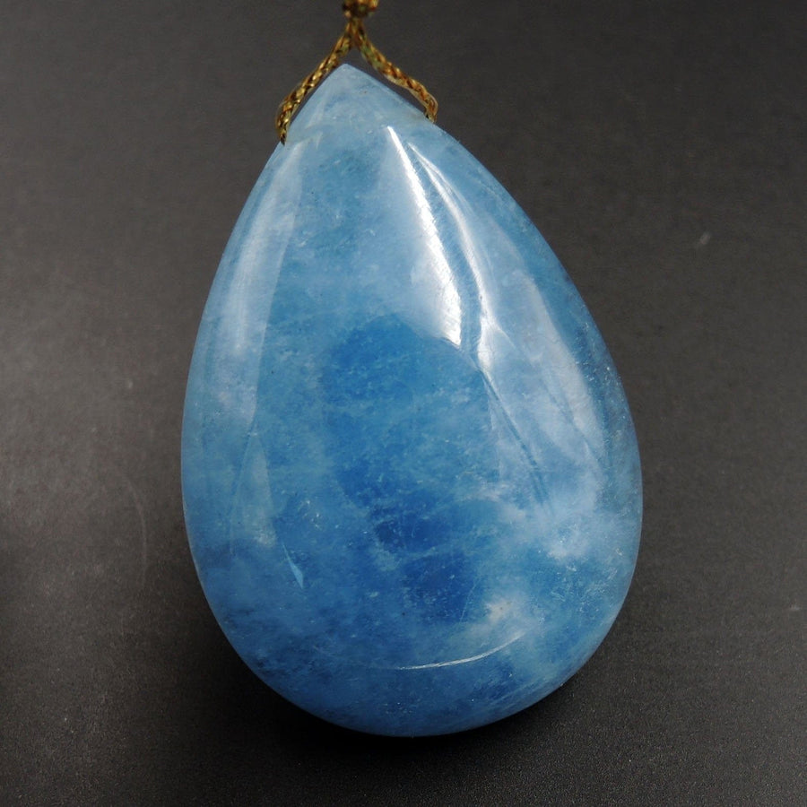 Blue Aquamarine Pendant Drilled Teardrop Pendant Natural Stone Focal Bead Pendant P1696