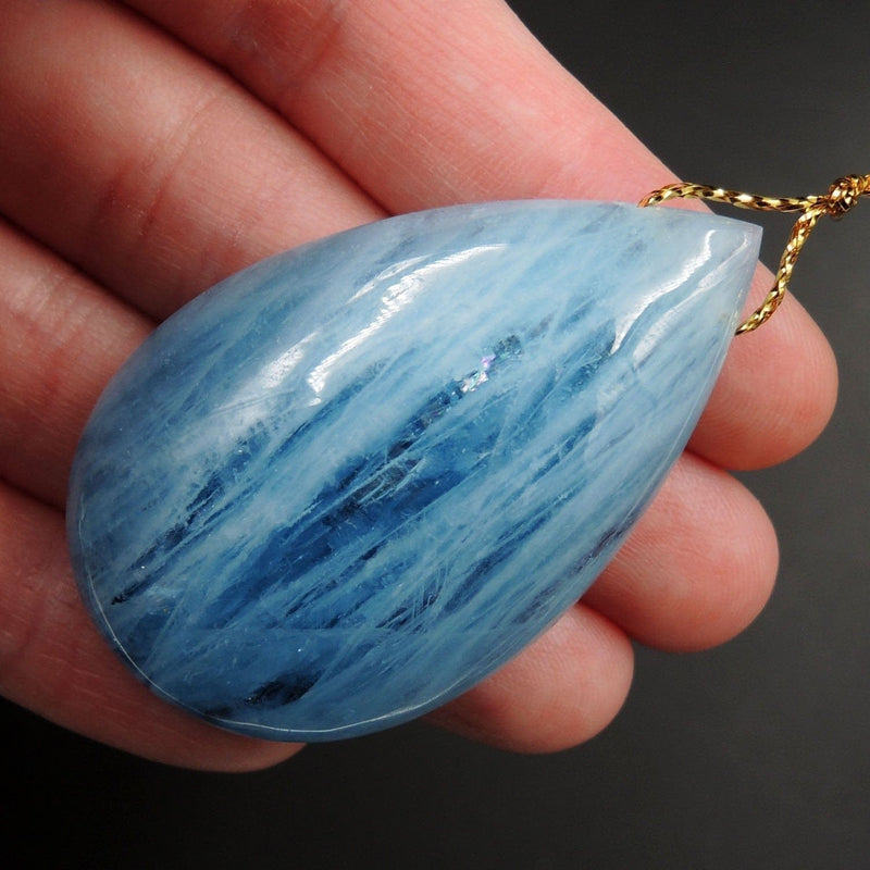 Blue Aquamarine Pendant Drilled Teardrop Pendant Natural Stone Focal Bead Pendant P1703