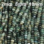 Deep Rich Green Natural Burmese Jade 7mm 8mm 10mm 12mm Faceted Rondelle Beads Large Center Drilled Disc Real Genuine Burma Jade 16" Strand
