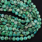 Natural African Turquoise 12mm Coin Beads Vibrant Blue Green Turquoise Untreated Gemstone 16" Strand