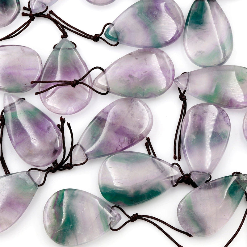 Natural Rainbow Fluorite Pendant Hand Cut Puffy Teardrop Pendant Vibrant Purple Green Colors Pendant Sale
