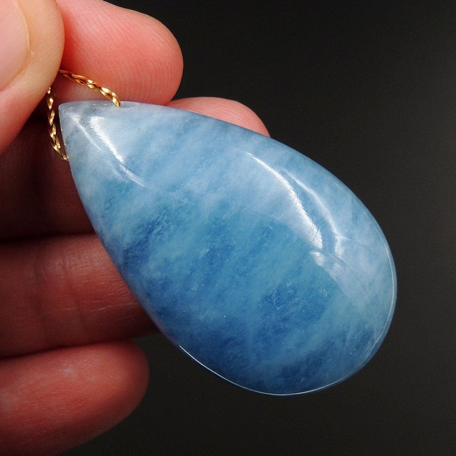 Blue Aquamarine Pendant Drilled Teardrop Pendant Natural Stone Focal Bead Pendant P1693