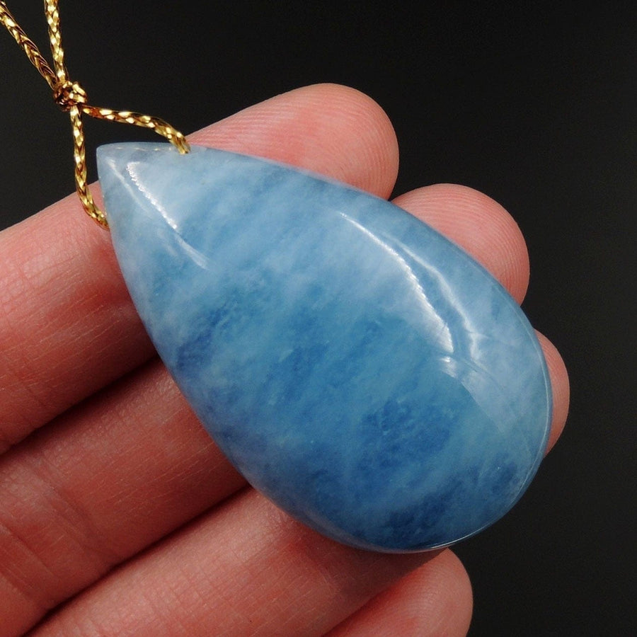 Blue Aquamarine Pendant Drilled Teardrop Pendant Natural Stone Focal Bead Pendant P1693
