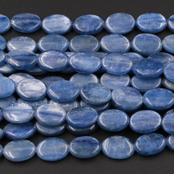 Natural Blue Kyanite Oval Beads AAA Grade Real Genuine Kyanite Gemstone 16" Strand