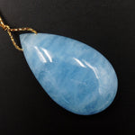 Blue Aquamarine Pendant Drilled Teardrop Pendant Natural Stone Focal Bead Pendant P1693