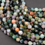 Star Cut Natural Indian Agate Beads Faceted 6mm 8mm Rounded Nugget Sharp Facets 15" Strand