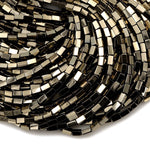 Titanium Pyrite Rectangle Beads 6x4mm 5x3mm High Quality Sparkling Pyrite Natural Gemstone Beads 16" Strand