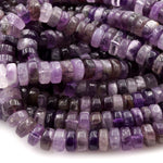 Natural Amethyst 8mm Rondelle Plain Smooth Beads Chevron Amethyst Dog Tooth Amethyst Shades of Purple 16" Strand