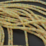 16 Inches Ethiopian Opal Beads Bright Yellow Rondelle 3mm 4mm AAA Super Flashy Fiery Rainbow Yellow Opal Smooth Rondelle Beads 16" Strand