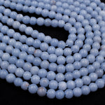 Natural Blue Angelite 6mm Round Beads Canadian Angel Stone Soft Pastel Blue 16" Strand
