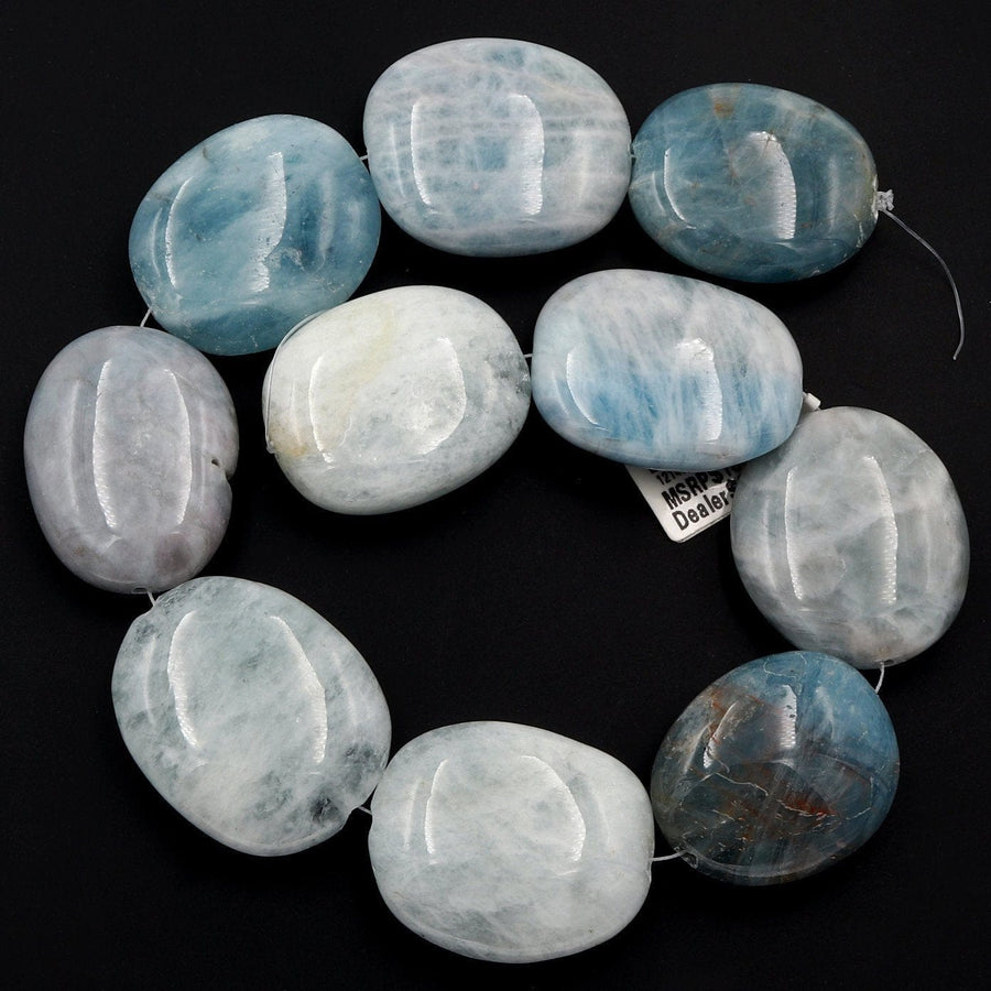 Large Blue Aquamarine Beads Huge Pebble Nuggets Real Genuine Aquamarine Gemstone Statement Beads 16" Strand