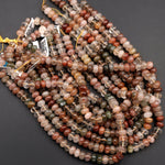 Natural Brazilian Quartz Rondelle Beads 8mm Golden Red Green Phantom Quartz Rutile Quartz Natural Crystal 16" Strand
