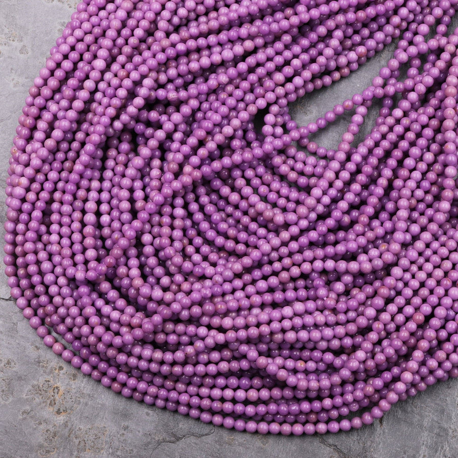 AAA Phosphosiderite Round Beads 3mm Natural Rich Lavender Purple Phosphosiderite High Polish 16" Strand