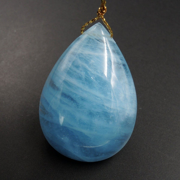 Blue Aquamarine Pendant Drilled Teardrop Pendant Natural Stone Focal Bead Pendant P1666