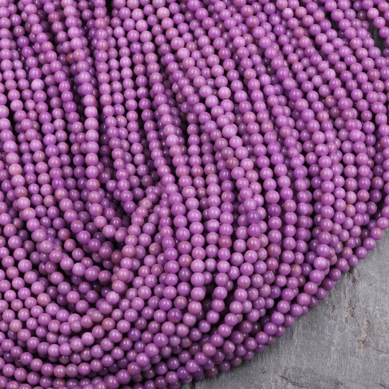 AAA Phosphosiderite Round Beads 3mm Natural Rich Lavender Purple Phosphosiderite High Polish 16" Strand