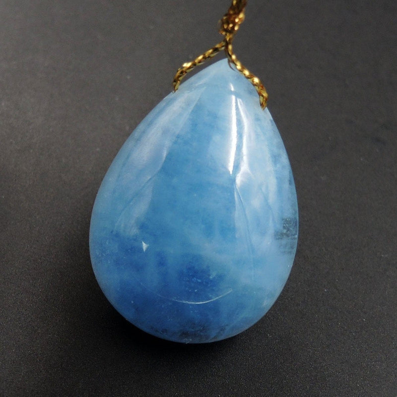Blue Aquamarine Pendant Drilled Teardrop Pendant Natural Stone Focal Bead Pendant P1664