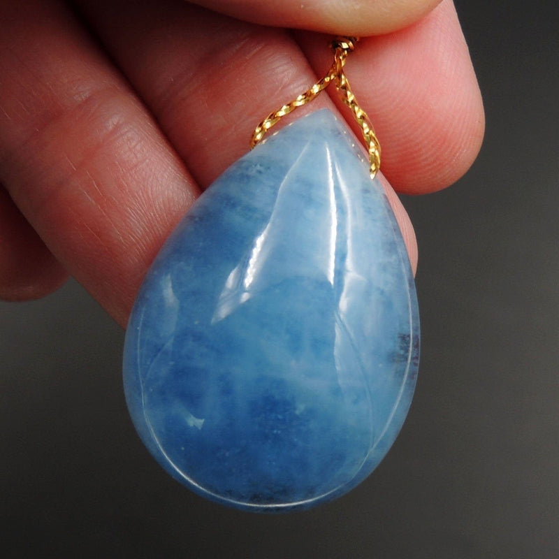 Blue Aquamarine Pendant Drilled Teardrop Pendant Natural Stone Focal Bead Pendant P1664