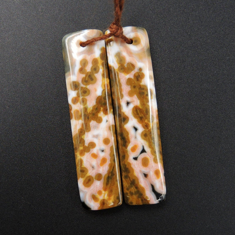 Natural Ocean Jasper Earring Pair Rectangle Cabochon Cab Pair Drilled Matched Earrings Bead Pair Natural Stone E2139