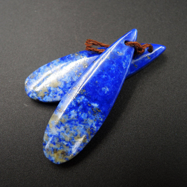 Natural Lapis Earring Pair Pyrite Matrix Teardrop Cabochon Cab Pair Drilled Matched Earrings Bead Pair E1001