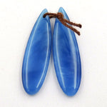 Natural Blue Onyx Earring Pair Teardrop Cabochon Cab Pair Drilled Matched Gemstone Earrings Bead Pair