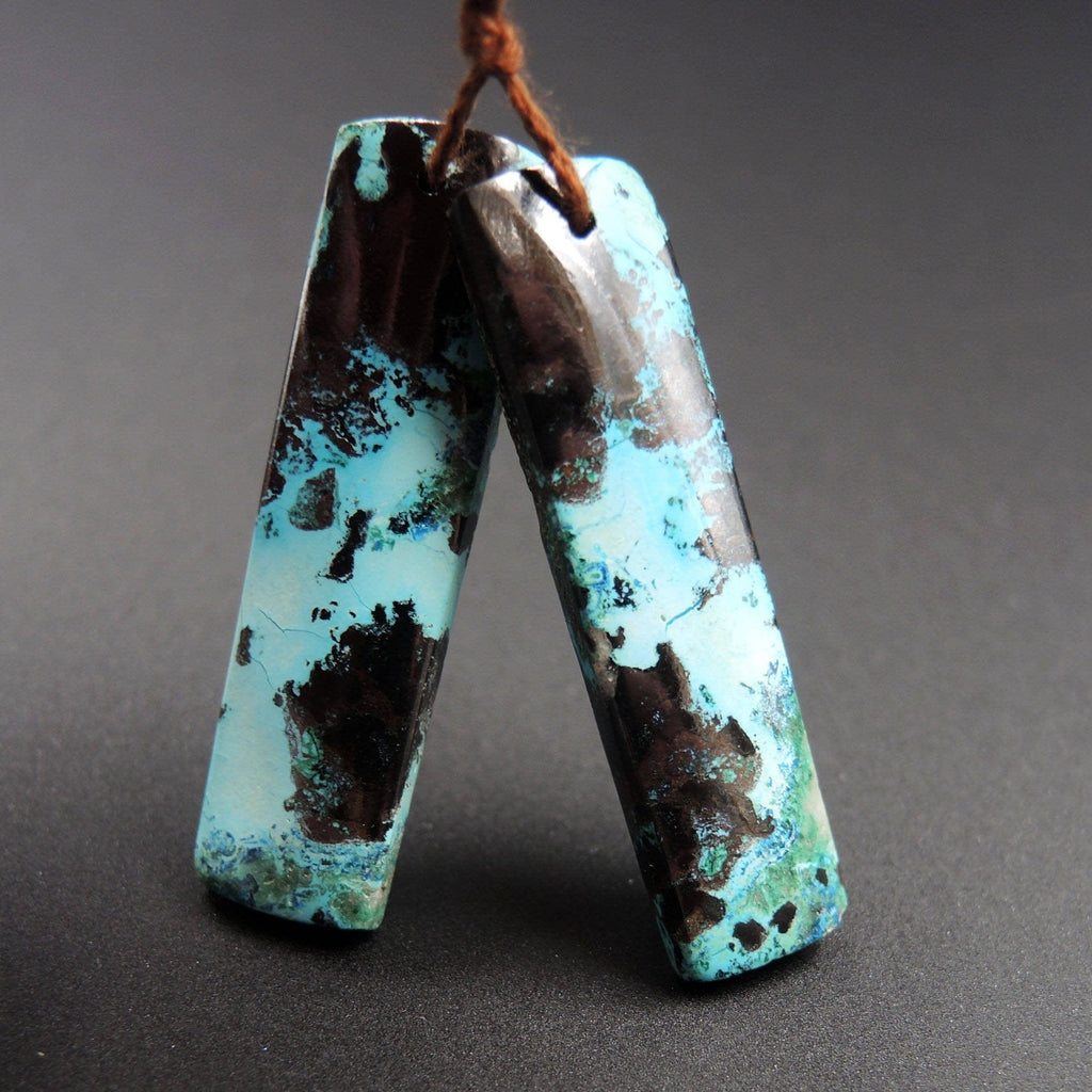 Natural Shattuckite Earring Pair Cabochon Cab Pair Drilled Matched Earrings Bead Pair Natural Stone E1028