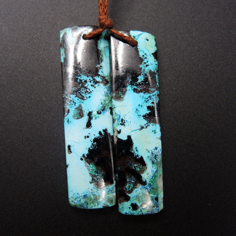 Natural Shattuckite Earring Pair Cabochon Cab Pair Drilled Matched Earrings Bead Pair Natural Stone E1028