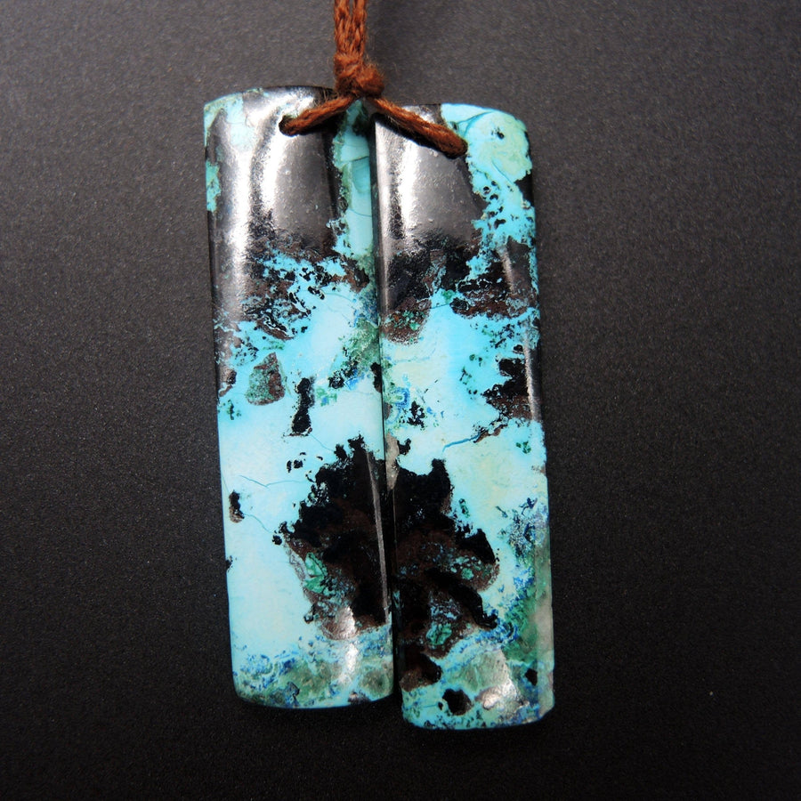 Natural Shattuckite Earring Pair Cabochon Cab Pair Drilled Matched Earrings Bead Pair Natural Stone E1028
