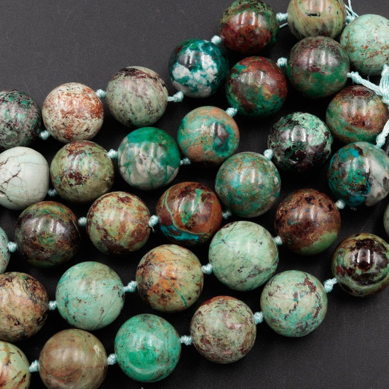 Large Natural Chrysocolla 16mm Round Beads Real Genuine Natural Green Blue Chrysocolla From Arizona 16" Strand