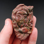 Natural Red Creek Jasper Pendant Hand Carved Dolphin Woman Cherry Creek Jasper Pendant Multicolor Drilled Carved Pendant P1103