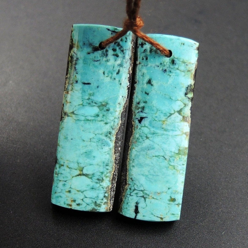 Turquoise Earring Pair From Anhui Mine Cabochon Cab Pair Rectangle Drilled Matched Earrings Natural Stone Bead Pair E2899