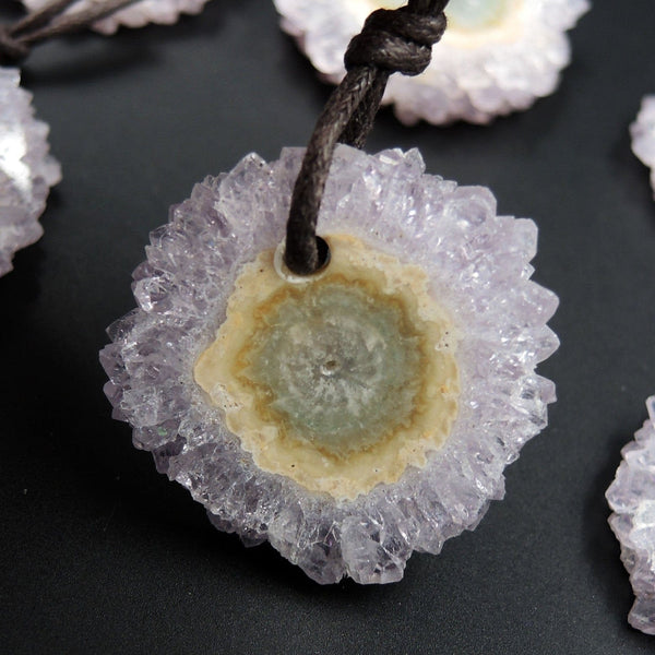 Drilled Amethyst Stalactite Flowers Pendant Cabochon Cab Drilled Natural Focal Stone Bead Hand Cut High Quality Purple Gemstone P1602