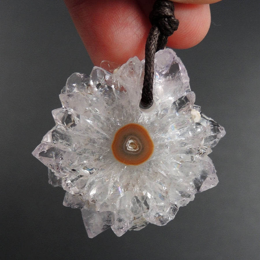Amethyst Stalactite Flower Pendant Drilled Stalactite Slice Freeform Irregular Natural Stone Pendant P1619
