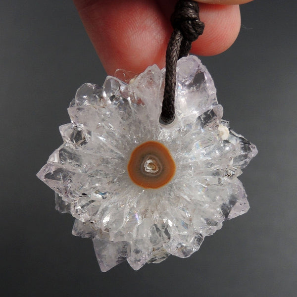 Amethyst Stalactite Flower Pendant Drilled Stalactite Slice Freeform Irregular Natural Stone Pendant P1619