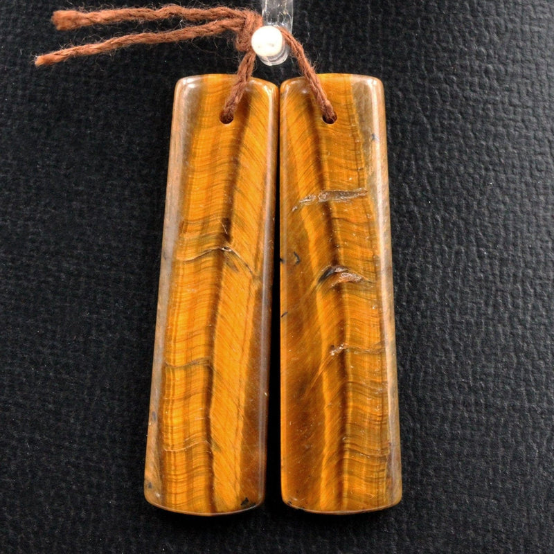 Natural Tiger Eye Earring Pair Rectangle Cabochon Cab Pair Drilled Matched Earrings Bead Pair