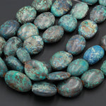 Natural Blue Green Chrysocolla Beads Huge Matte Oval Nuggets Large Drilled Focal Pendant Bead From Arizona Copper Mine 16" Strand