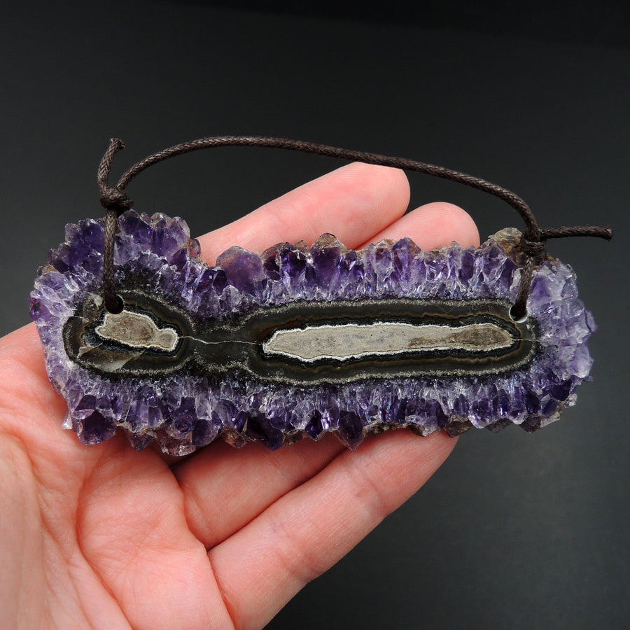 Amethyst Stalactite Flower Pendant Drilled Stalactite Slice Freeform Irregular Natural Stone Pendant P1629