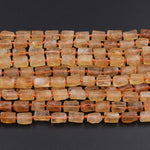 Organic Cut Raw Rough Matte Natural Golden Citrine Beads Matte Finish Faceted Nuggets Rectangle Tube Gemstone Beads 16" Strand