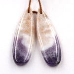 Natural Amethyst Earring Beads Pair Teardrop Cabochon Cab Pair Matched Earrings Pair Natural Purple Amethyst Gemstone 10mm x 40mm