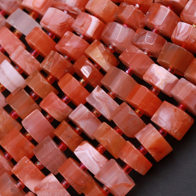 Rare Natural Moroccan Red Agate 12mm x 8mm Faceted Rondelle Beads Faceted Wheel Beads Red Agate 16" Strand