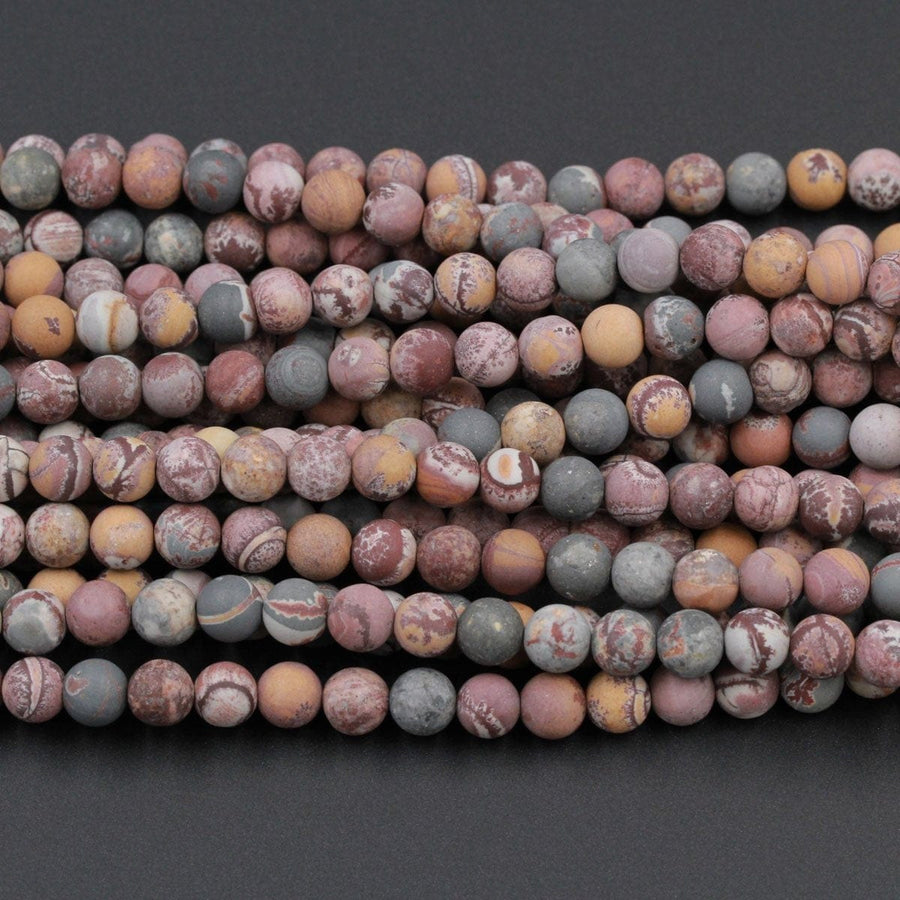 Matte Sonora Dendritic Rhyolite 6mm Round Beads 8mm Round Beads Matte High Quality Rare Jasper 16" Strand