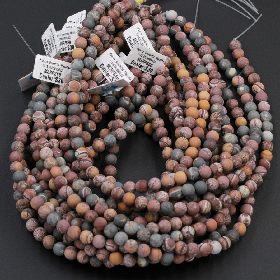 Matte Sonora Dendritic Rhyolite 6mm Round Beads 8mm Round Beads Matte High Quality Rare Jasper 16" Strand