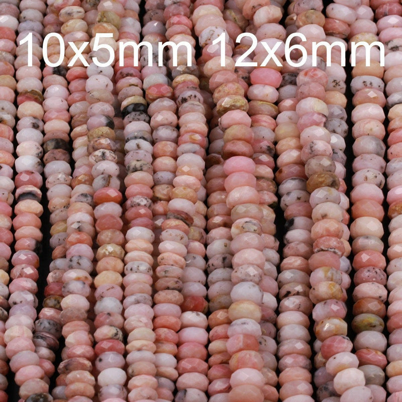 Large Natural Peruvian Pink Opal Faceted Rondelle Beads Pink Opal Faceted Saucer Center Drilled Disc Nugget Superior A Grade 16" Strand