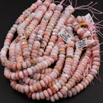 Large Natural Peruvian Pink Opal Faceted Rondelle Beads Pink Opal Faceted Saucer Center Drilled Disc Nugget Superior A Grade 16" Strand