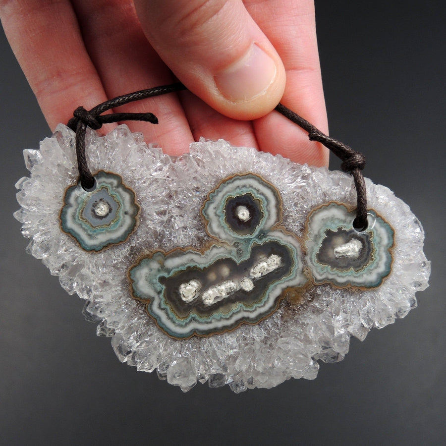 2 Hole Pendant Amethyst Stalactite Flower Pendant Drilled Stalactite Slice Freeform Irregular Natural Gemstone Pendant Bead P1608