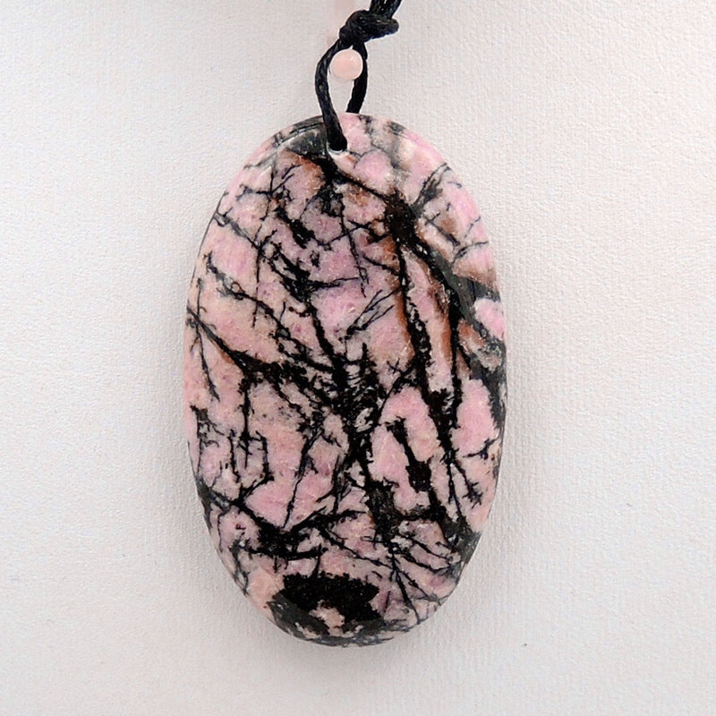 Natural Pink Rhodolite Pendant Oval Shape Pendant Top Drilled Bead Pendant Oval Pendant Vibrant Black and Pink