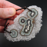 2 Hole Pendant Amethyst Stalactite Flower Pendant Drilled Stalactite Slice Freeform Irregular Natural Gemstone Pendant Bead P1608