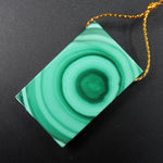 Natural Malachite Pendant Hand Cut Side Drilled Rectangle Pendant Focal Bead P1069