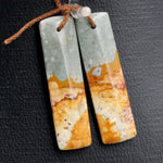 Natural Owyhee Picture Jasper Earring Pair Gemstone Drilled Earring Cabochon Cab Pair Rectangle Matched Earring Bead Pair From Oregon