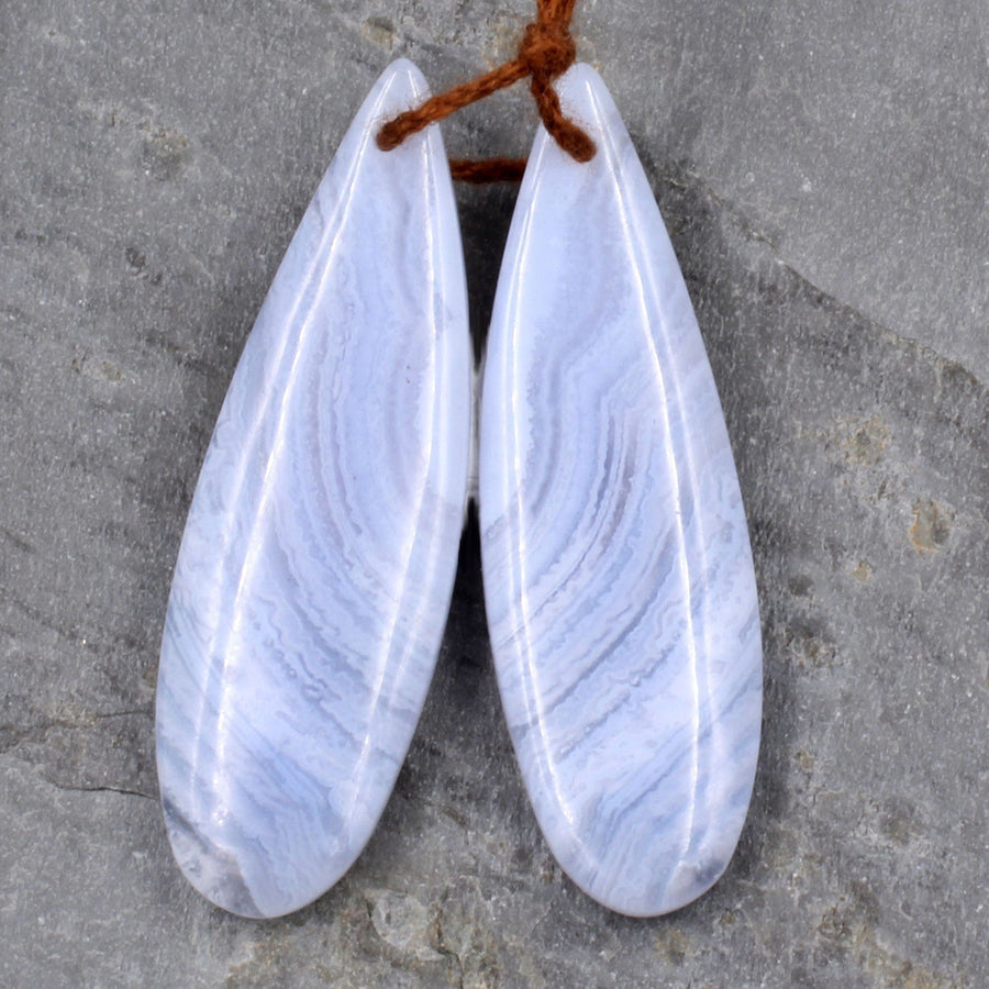 Matching Set Gemstone Earring Pair with Pendant Blue Lace Agate Teardrop Pendant AAA Gem Quality