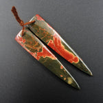 Natural Red Creek Jasper Earring Pair Cabochon Cab Pair Drilled Dagger Matched Earrings Bead Pair E2020
